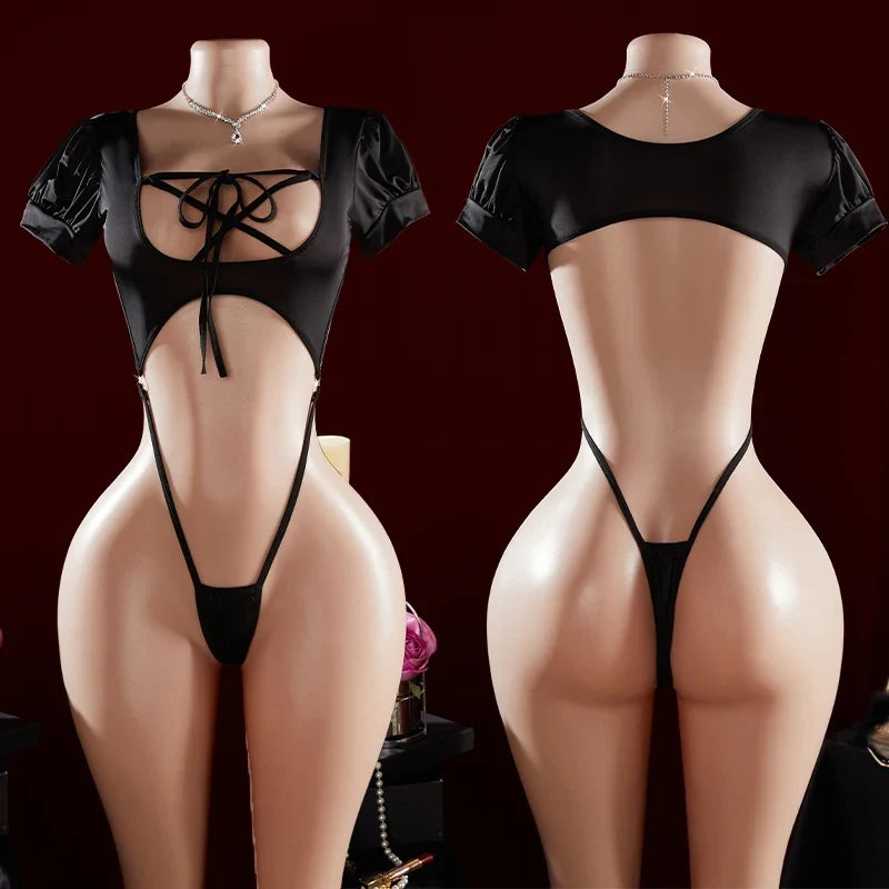 One-piece  Hot Hollow Open Bra Baby Doll Cosplay Bodysuit Crotchless Exposed Navel Erotic Costumes