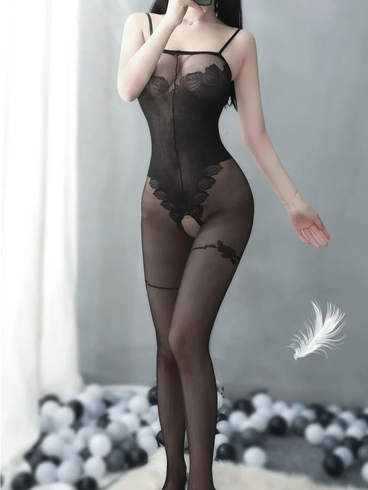Daring Open Exposed Breasts Crotchless Hot Bodysuit 18ual BodyStockings Adult Erotic Lingerie Pajamas Doll Night Tights