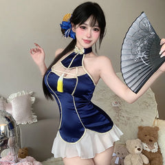Erotic Ancient Cheongsam Cosplay Traditional Improved Hollow Tassel Couples Flirting Pajamas