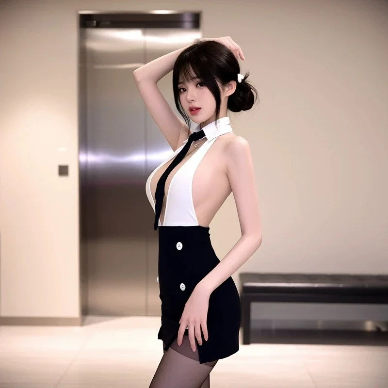 Lingerie Pure Secretary Outfit Exotic Cosplay Costumes Office Lady Hip Wrap Skirt Porno Party Set