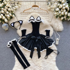 Lingerie sweet Cat Cosplay Costumes Lace Tube Top Perspective NightHollow Out Katze Costume