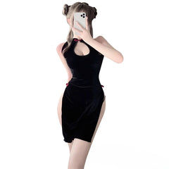 Hot Slit Cheongsam Tempting Backless Style Traditional Improved Exotic Costumes