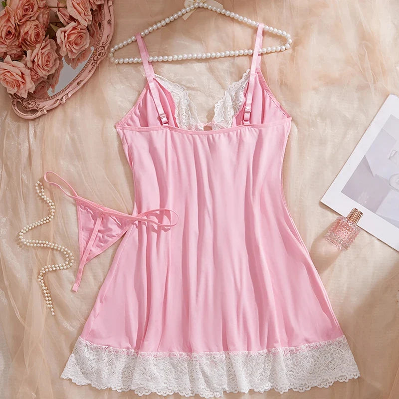 Strap Solid Color Lace Skirt Open Chest Underwear Underwear Set