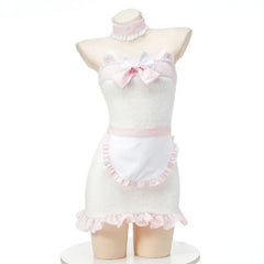 Cosplay Maid Costume Little Bear Lace Cute Apron Nightgown Plush Wrap Hip Skirt Cat Roleplay Set