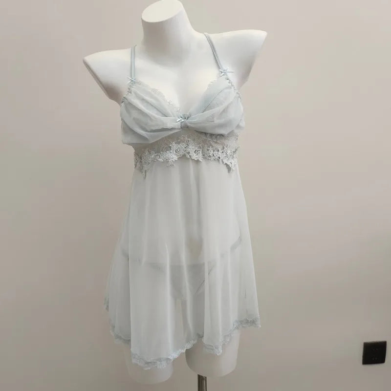 Slip Night Blue Sleepwear Lingerie Erotic Nightgowns Badydoll Lolita Pajamas Porn Underwear Nightwear