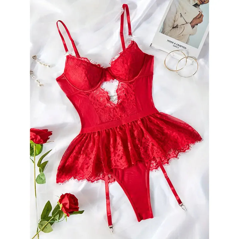 Hot Erotic Lingerie Sets See-Through Lace Underwear Sissy Bra