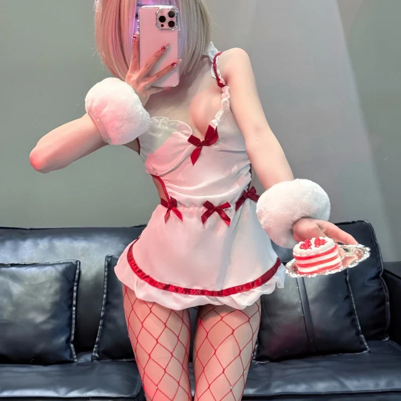 Backless Apron Role-playing Maid Erotic Costume Bandage Set