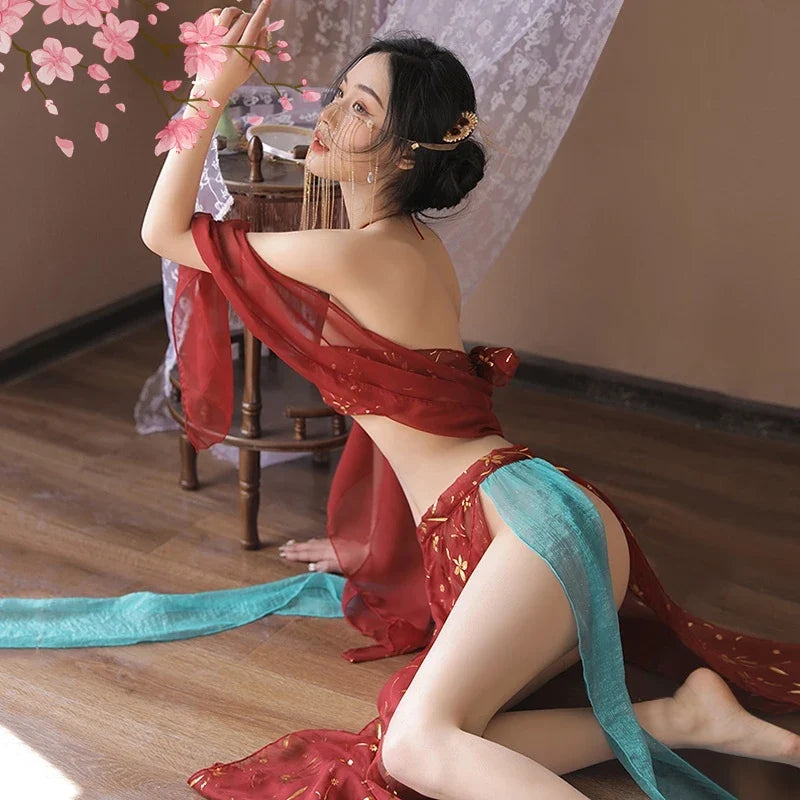 Traditional Skirt Thin Lingerie Classic Hanfu Costumes Cosplay Ancient Fairy Chiffon Transparent Outfit