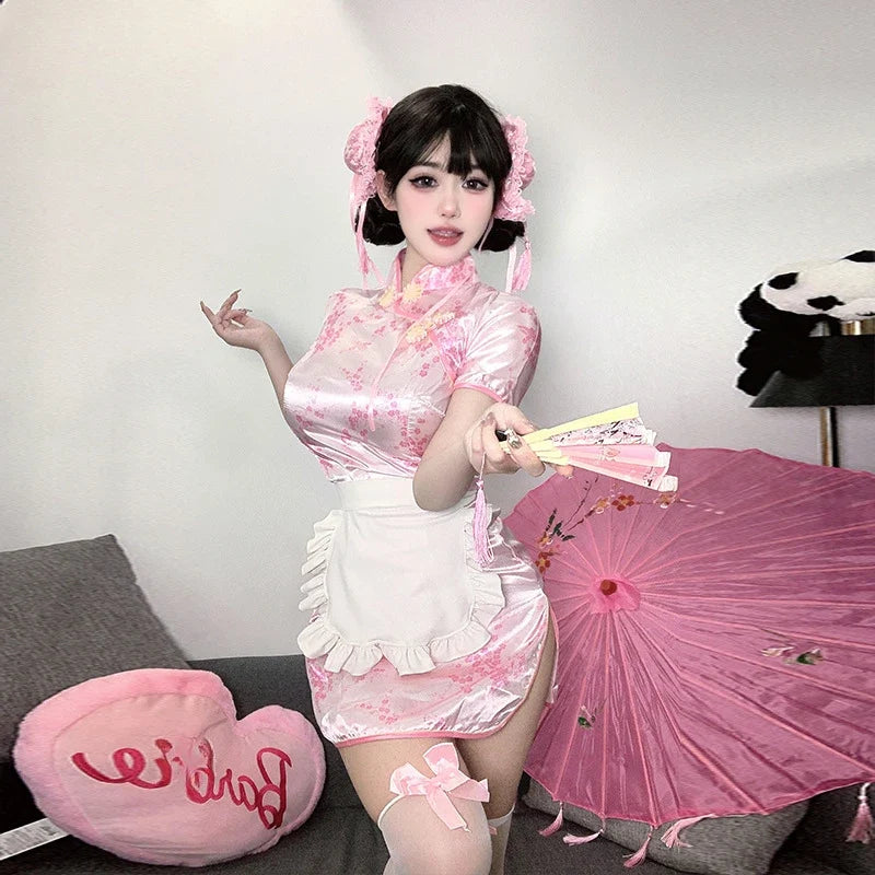 Improved Cheongsam Hot Lingerie Tradition Apron Set