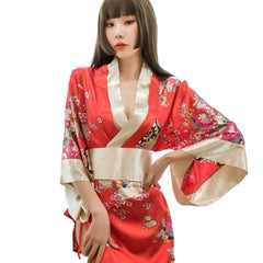 Lingerie Kimono Seductive Topless Print Pajama Set