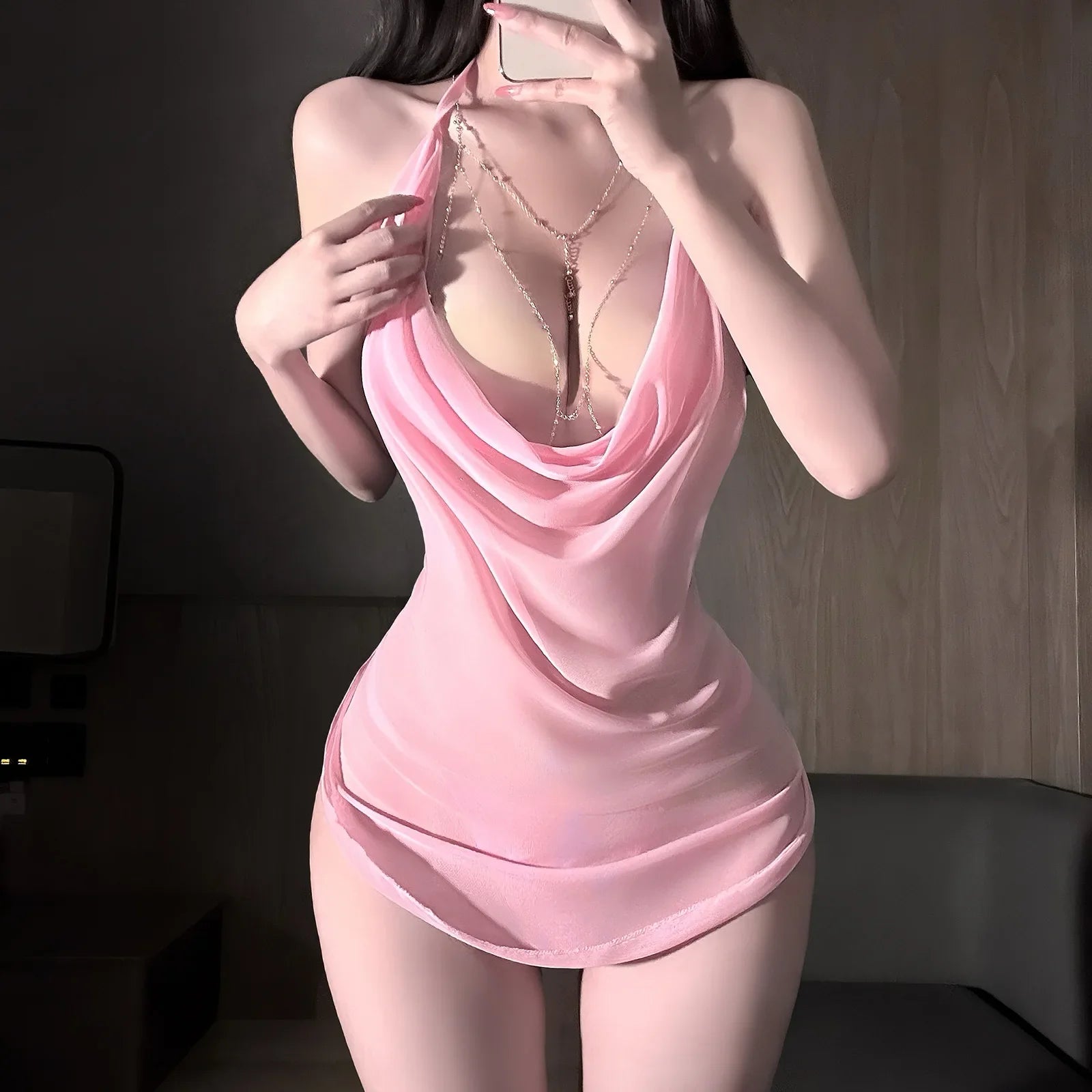 Lingerie Pure Desire Bellyband Style Sleepwear Perspective Seductive Pajamas Home Nightwear Adult