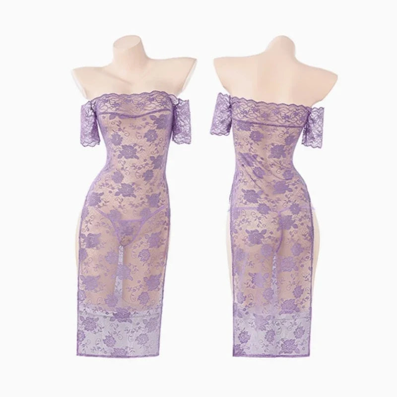 Lace Tradition Porno Exotic Costumes Purple Lingerie