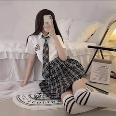 Seduction School Student Role Play Costume Pleated Skirt Cos Plaid Cheerleading Lingerie for