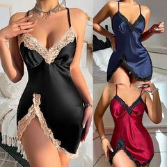 Nightgown Elegant Homewear Satin Silky NightUnderwear Spaghetti Strap Short Pajama Hot Night Dresses