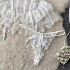 Lingerie Lace Gauze Elasticity Corset Chest Pad Straps Belt Underwear Lace Up Body Bustier Overbust Breathable Tops