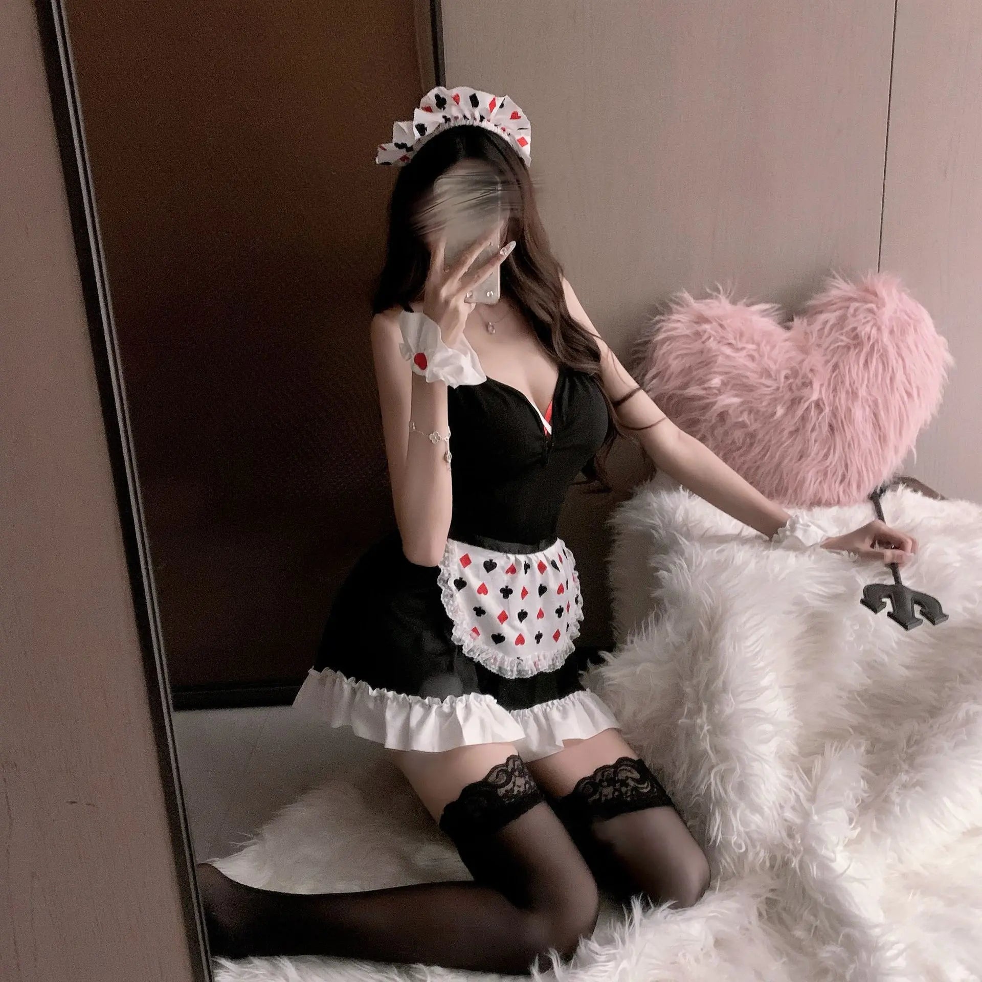 Bunny Three-point Lingerie Pure Desire Waiter Roleplay Suspender Lace Apron Set