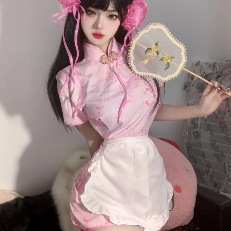 Improved Cheongsam Hot Lingerie Tradition Apron Set