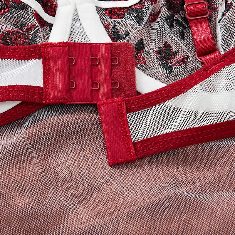 Embroidery Floral Ultra-thin Exquisite Transparent Underwear Bra Set