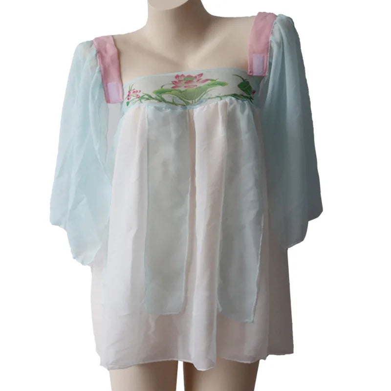 Antique Style Chiffon Hanfu Skirt Plus Size Cute Retro Traditional Fairy Costume Adult Couples Cosplay Outfit