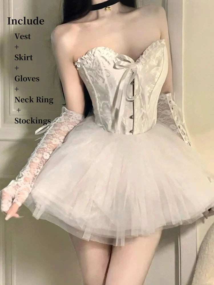Maid Hot Cosplay Lingerie Costumes Erotic Underwear Perspective Lace Bodysuit