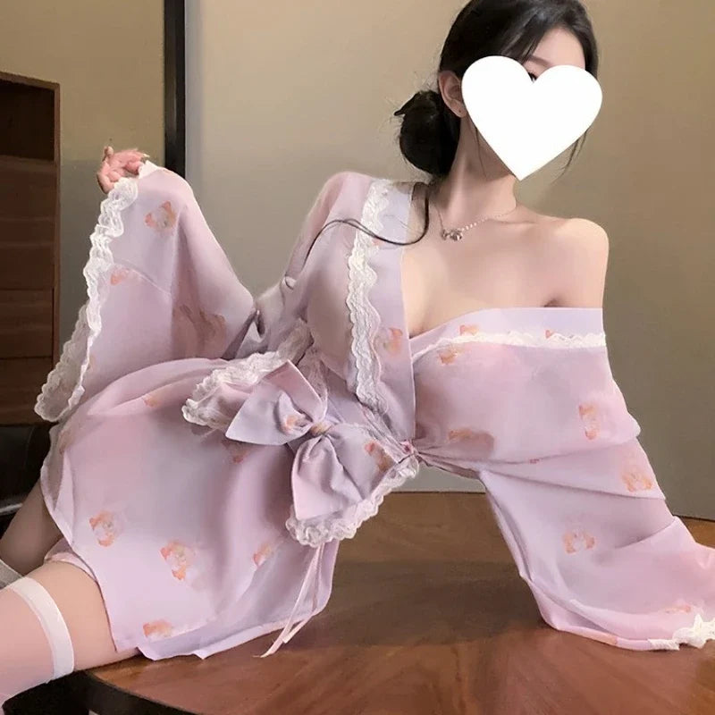 Cute Bow Kimono Pure Desire Cosplay Set