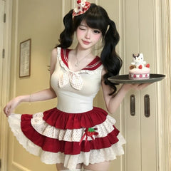 Cute Lace Strawberry Cake Role-playing Kawaii Bunny Ear Santa Claus Set