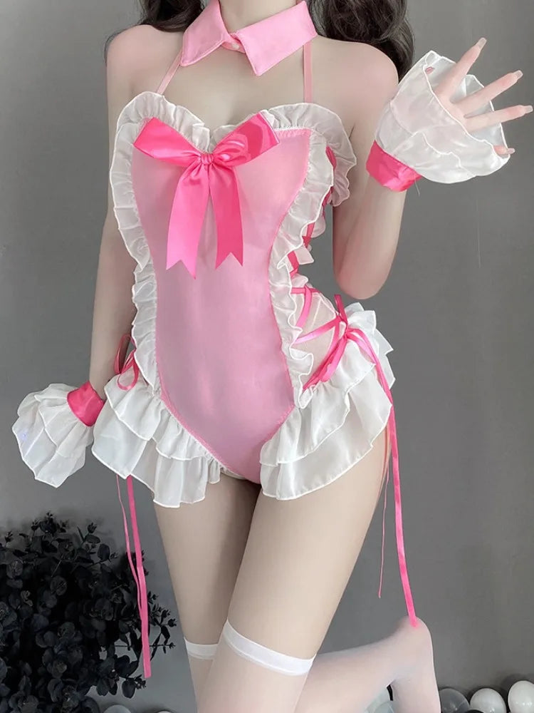 Lolita Amine Maid Cosplay Black Kawaii French Waitress Party Stage Costume Intimate
