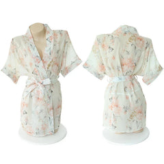 Floral Kimono Lingerie Seductive Bathrobe Passion NightSuit Charm Costumes Role Play Belt Robe