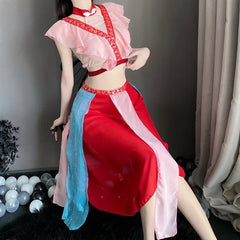 Erotic Hanfu Traditional Top Skirt Vintage Pajamas Halloween Carnival Dancer Cosplay Costumes