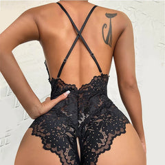 One Piece Hollow Out Transparent Lace Lingerie