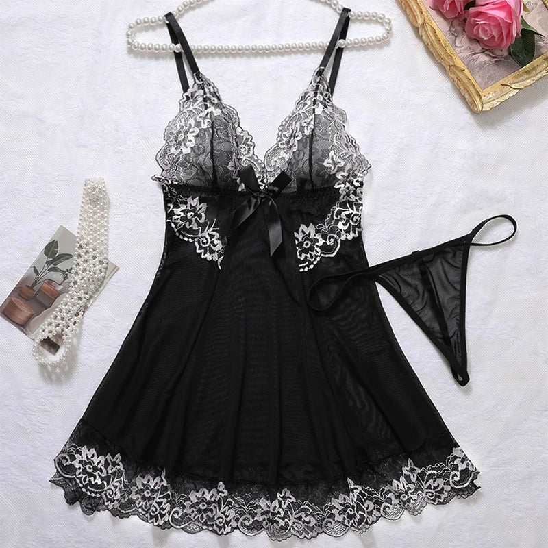 Purple Lace Nightgown Set