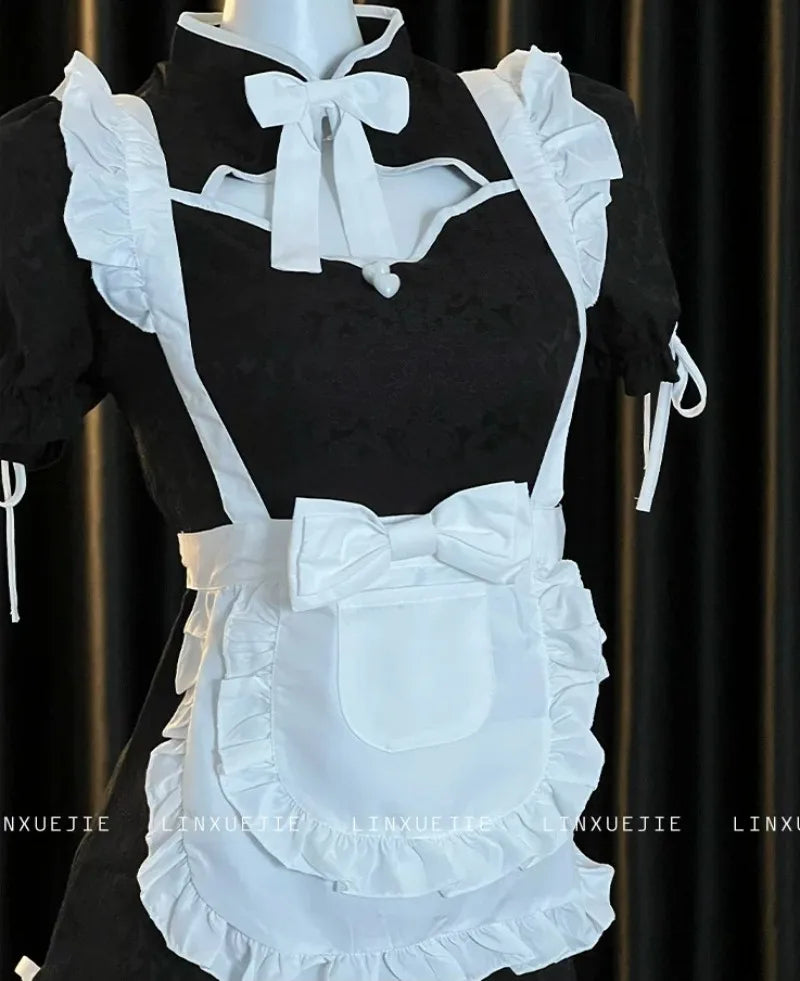 Cheongsam Halloween Maid Cosplay Costumes Sweet Lolita Cat Hollow Maid Outfit