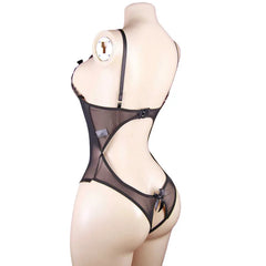 Bodysuit Lace Lingerie Backless V Neck Sheer Catsuit Stockings