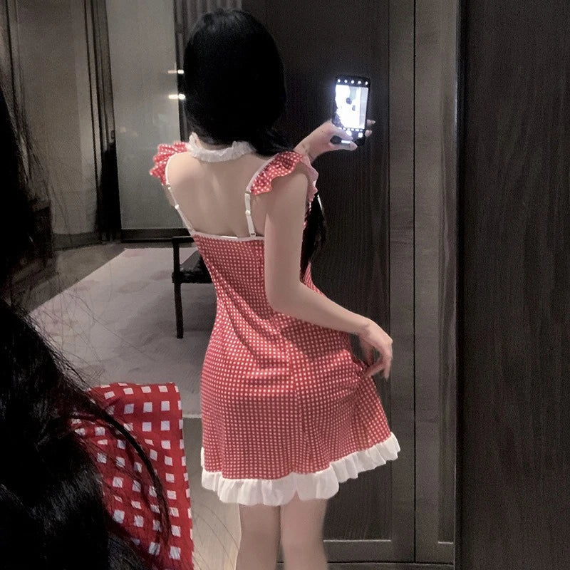 Pure Desire Santa Claus Cosplay Costumes Ruffle Sling Nightwear Kawaii Underwear Maid Christmas Roleplay Clothing