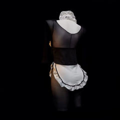 Maid Cosplay Lingerie Costumes Erotic Underwear Perspective Lace Bodysuit Apron Babydoll Temptation