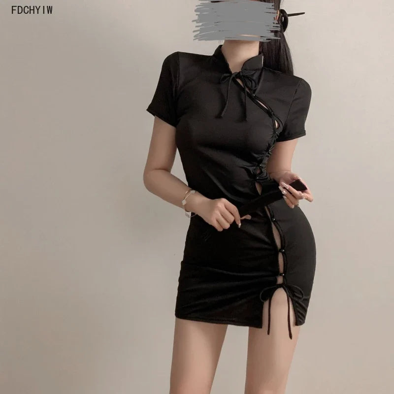 Cheongsam Cute Apron Cosplay Maid Tight Wrap Hip Skirt Romantic Retro Improve Exotic Costumes