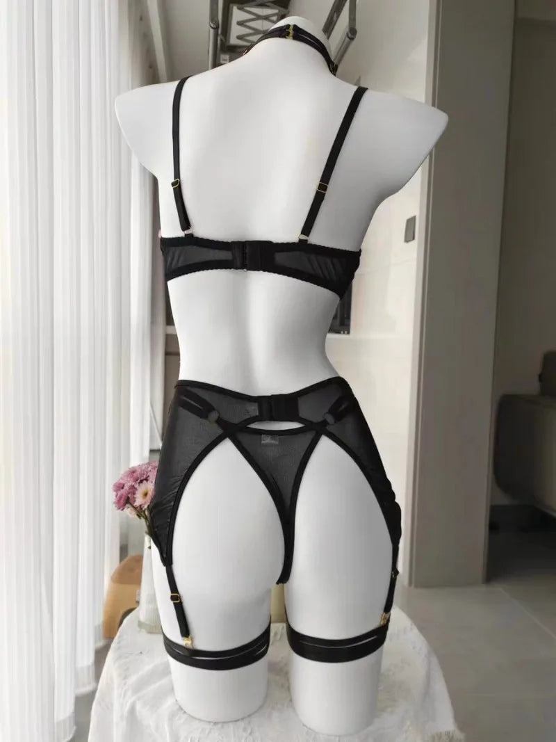 Gauze Lingerie Cut Out Bra Kit Push Up Underwear Seamless Intimate Erotic Brallette