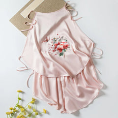 Retro Embroidered Pajamas Suspender Top Hanfu Bellyband Female Adult Nightwear Exotic Costume Home Sleepwear