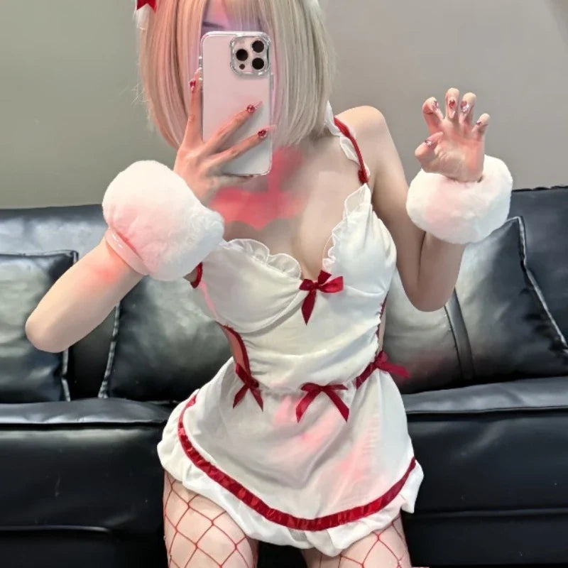Backless Apron Role-playing Maid Erotic Costume Bandage Set