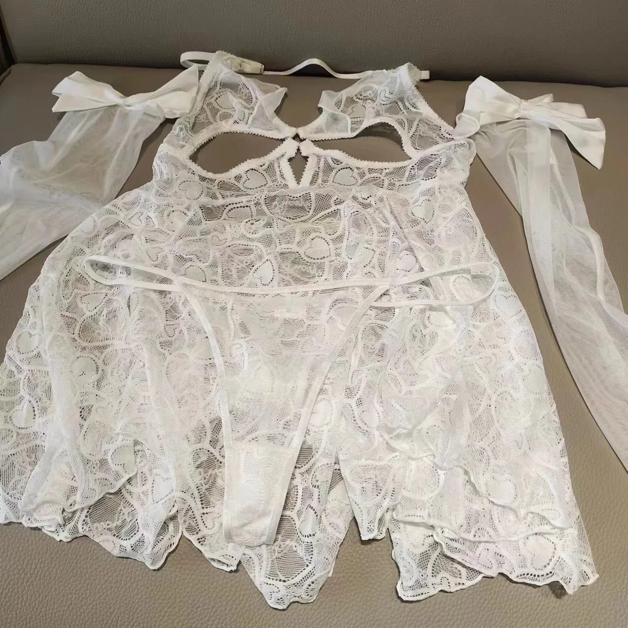 Mesh Lace Embroidery See Through Lingerie