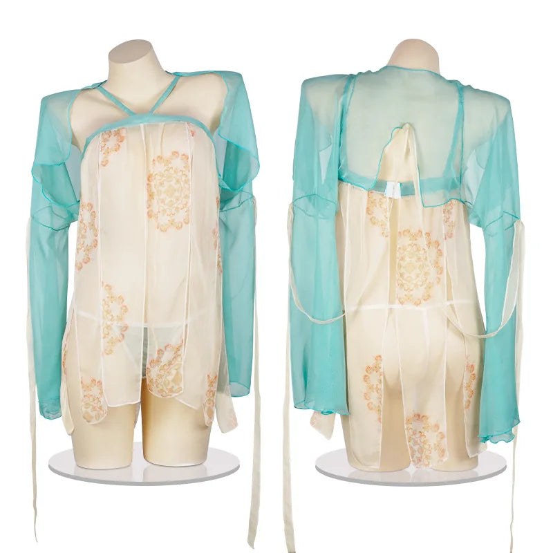 Antique Style Hanfu Perspective Halter Skirt Lingerie Porno Improved Retro Exotic Charm Adult Costumes