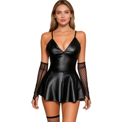 Naughty Lingerie Babydoll Underwear PU Leather Erotic Costumes Erotic Dance Clubwear