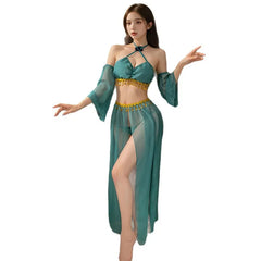 Western Style Erotic Dancer Retro Exotic Charm Costumes Traditional Ancient Dunhuang Flying Hanfu Set