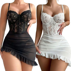 Lingerie Night Delicate Nightgown Panties Steel Ring Push Up Bras Transparent Bra