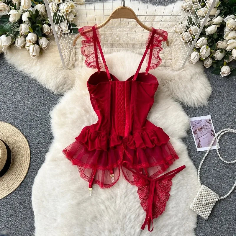 Lace Up Body Bustier Overbust Breathable Tops
