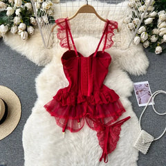 Lace Up Body Bustier Overbust Breathable Tops