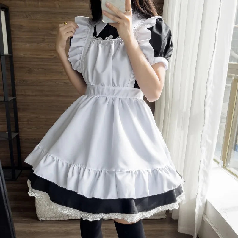 Gothic Maid Halloween Copslay Waitress Plus Size Short Sleeve Sweet Lolita Party Outfits