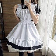 Gothic Maid Halloween Copslay Waitress Plus Size Short Sleeve Sweet Lolita Party Outfits