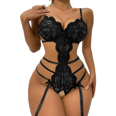 Lace No Crotch Underwear Suspender Bra Lingerie