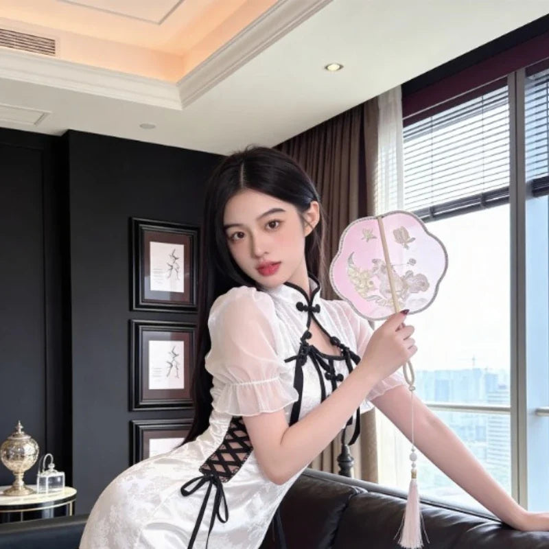 Ancient Style Improved Cosplay High Slit Cheongsam Skirt Traditional Outfit Exotic Charm Costumes